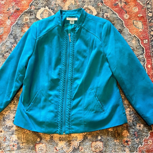 Allison Daley Jackets & Blazers - ALLISON DALEY PETITE JACKET LOOKS LIKE SUEDE 14 P PETITE TURQUOISE